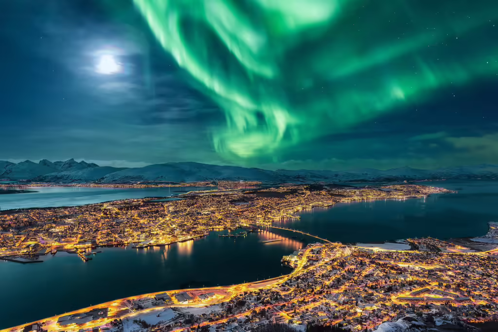 Photo of the Aurora Borealis Tromsø, Norway. The Northern Lights.